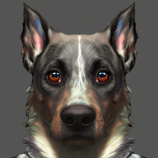 Dog with Heterochromia in Detailed Matte Painting Style
