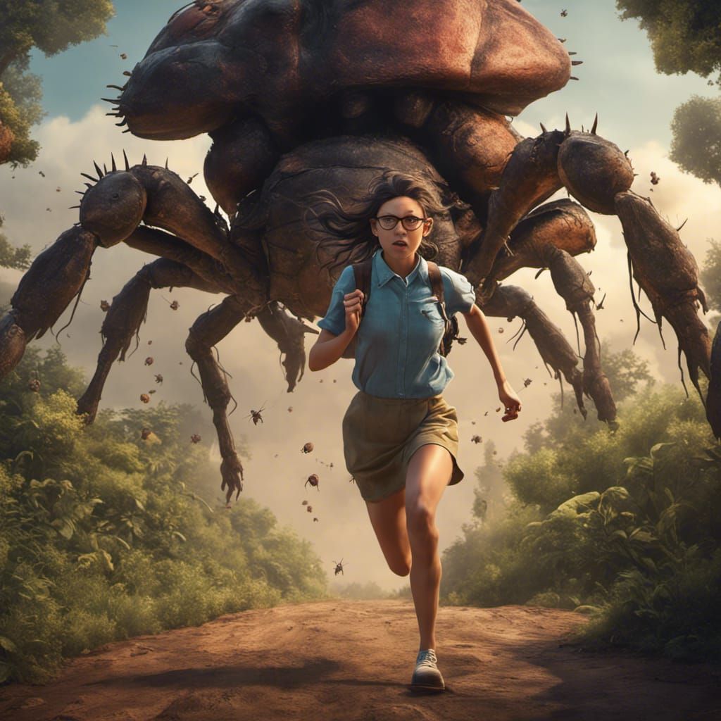Nerdy Girl's Escape from Giant Bugs