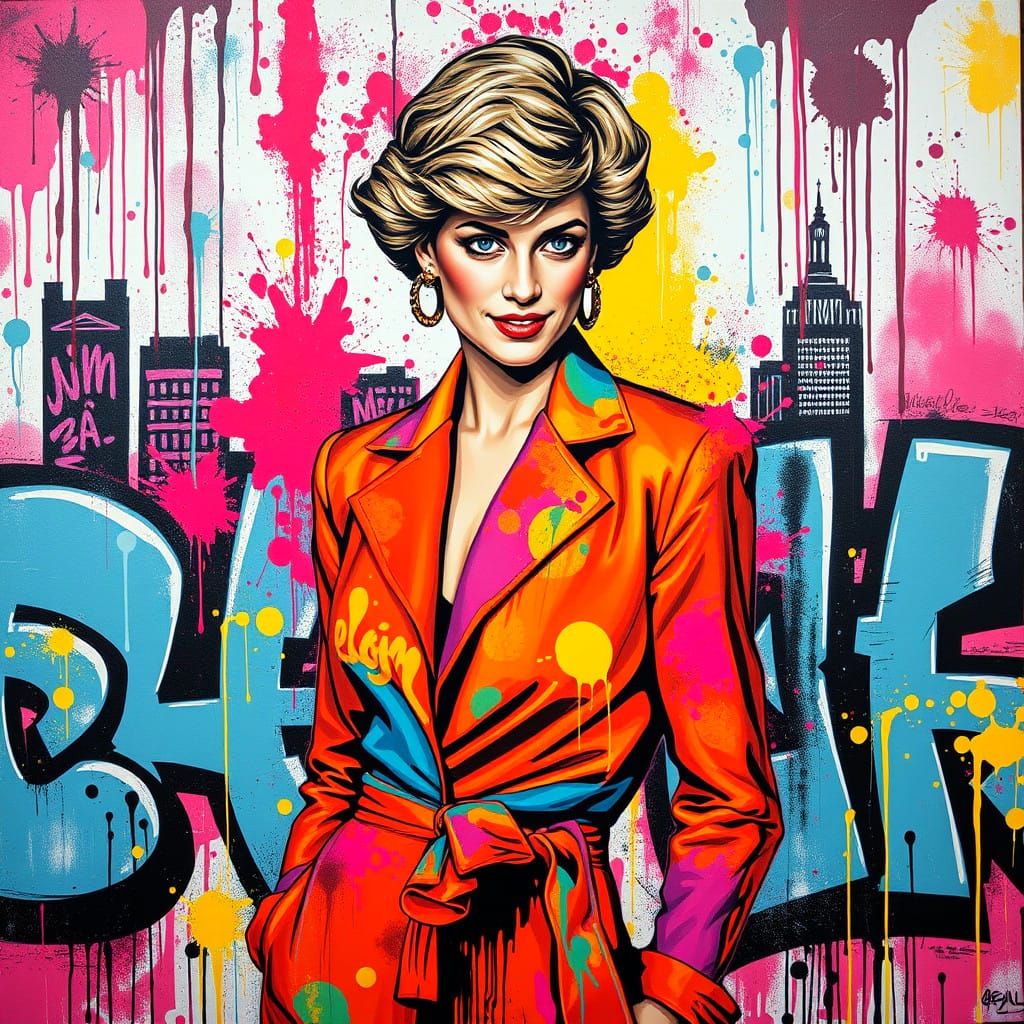 Princess Diana Graffiti Art Portrait