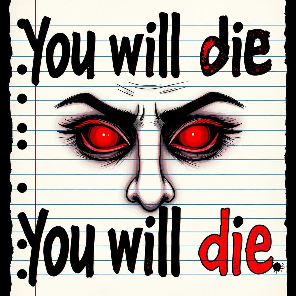 Menacing Face Formed From Threatening Note