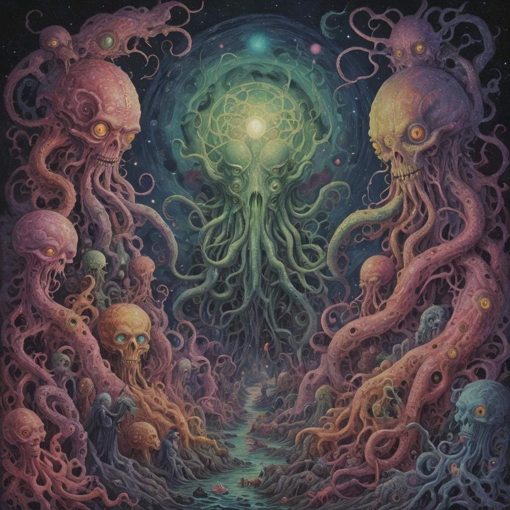 Nightmarish Dream Vision in Psychedelic Surrealism