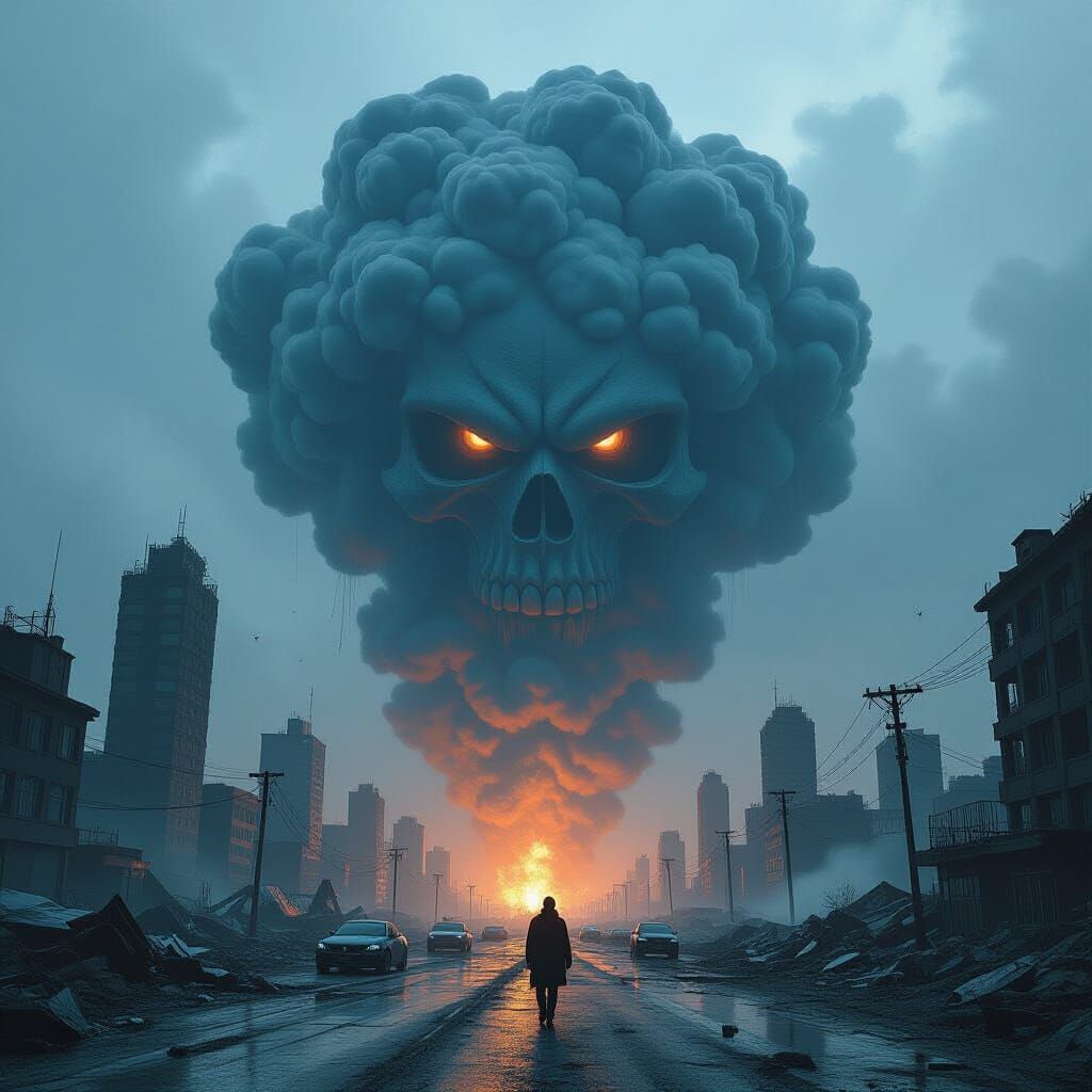 Apocalyptic City Under a Giant Death Cloud