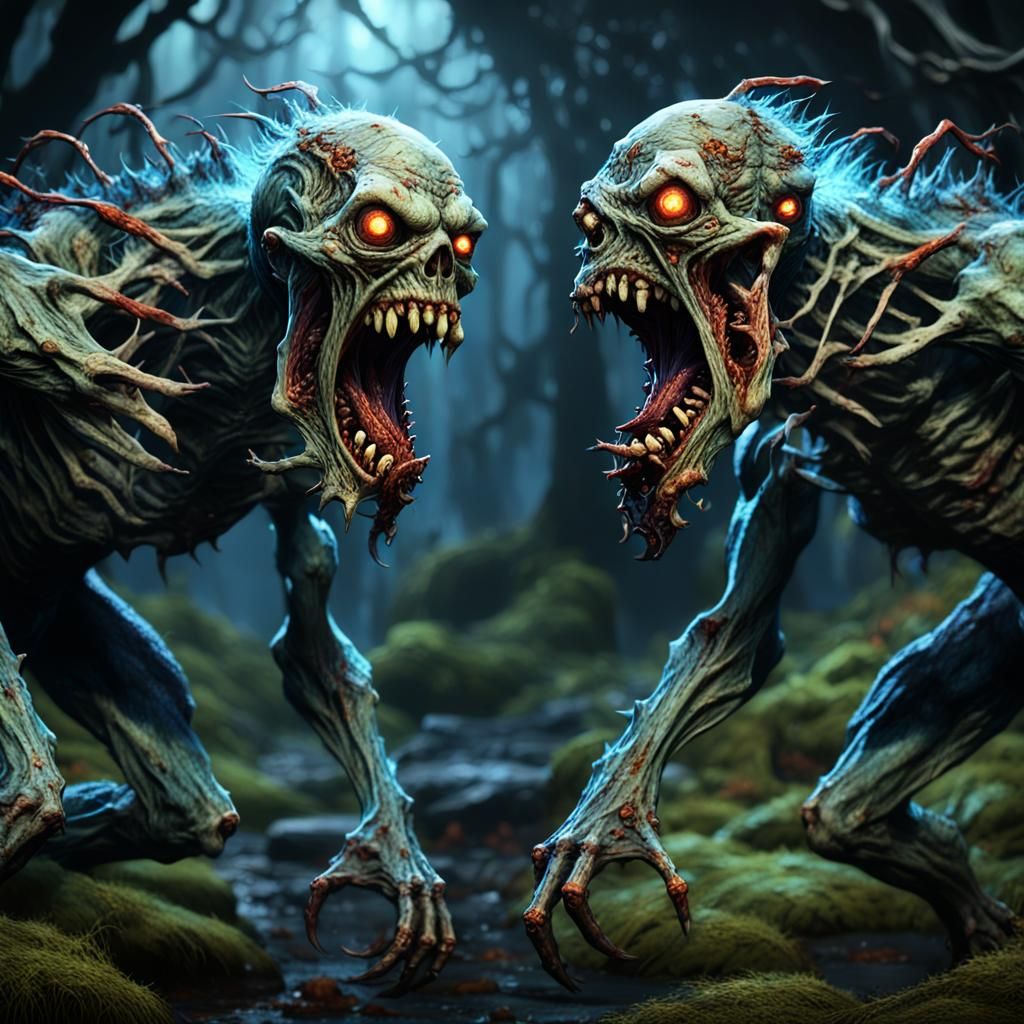Twin Maw Zombie Concept Art in Dark Fantasy Style
