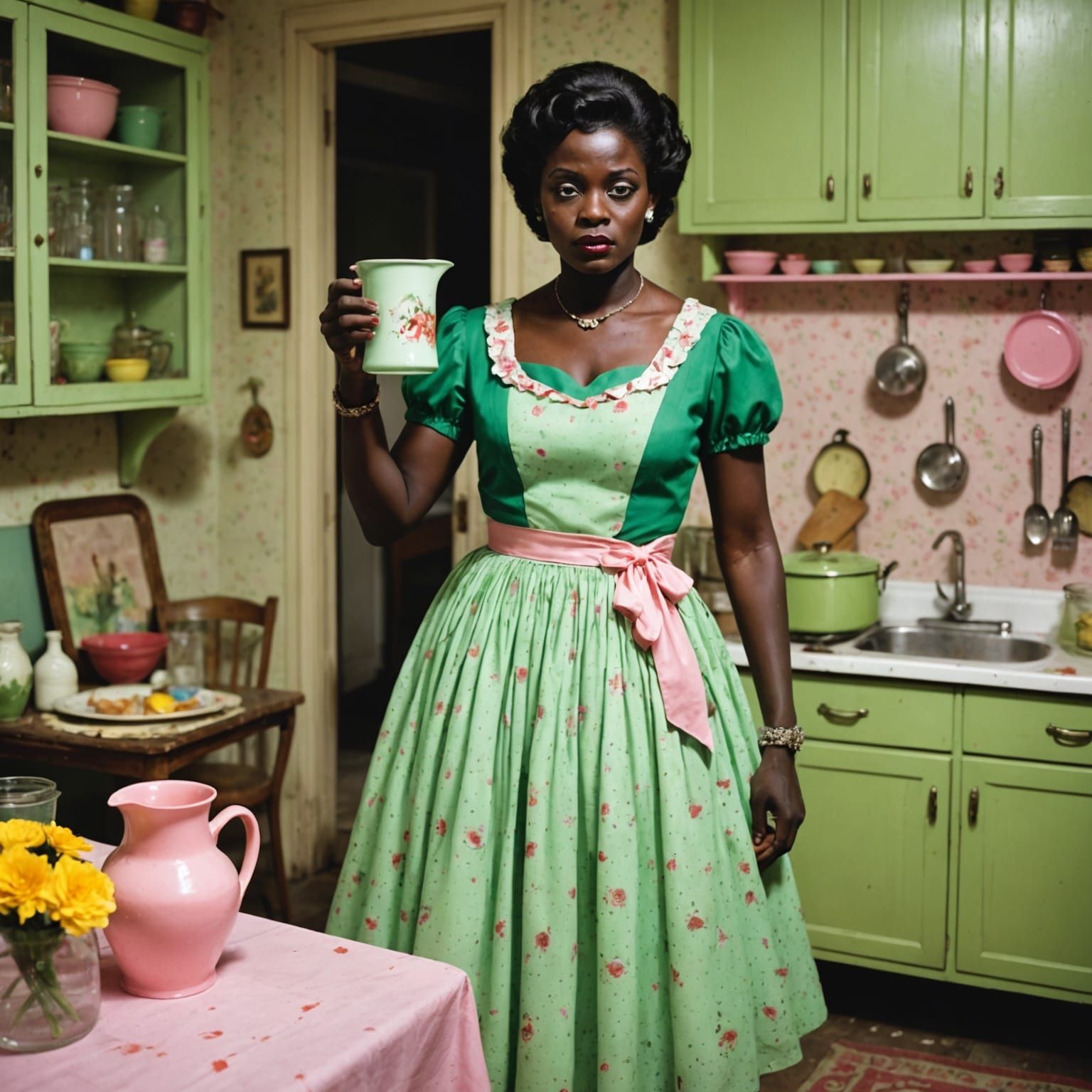 Zombie at Tupperware Party in Watercolor Style