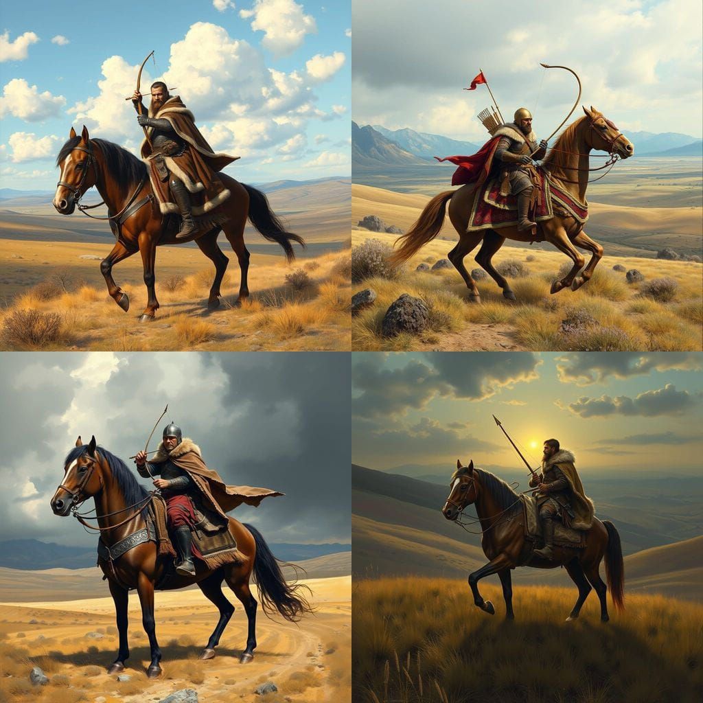 Medieval Steppe Warrior Rides into Battle