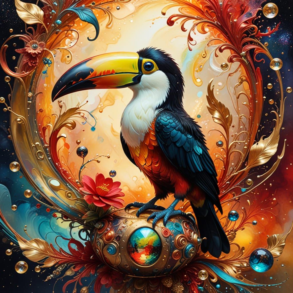 Surreal Toucan in Space Transporter Painting