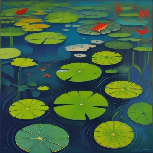 Lush Lily Pond: An Impasto Oil Painting