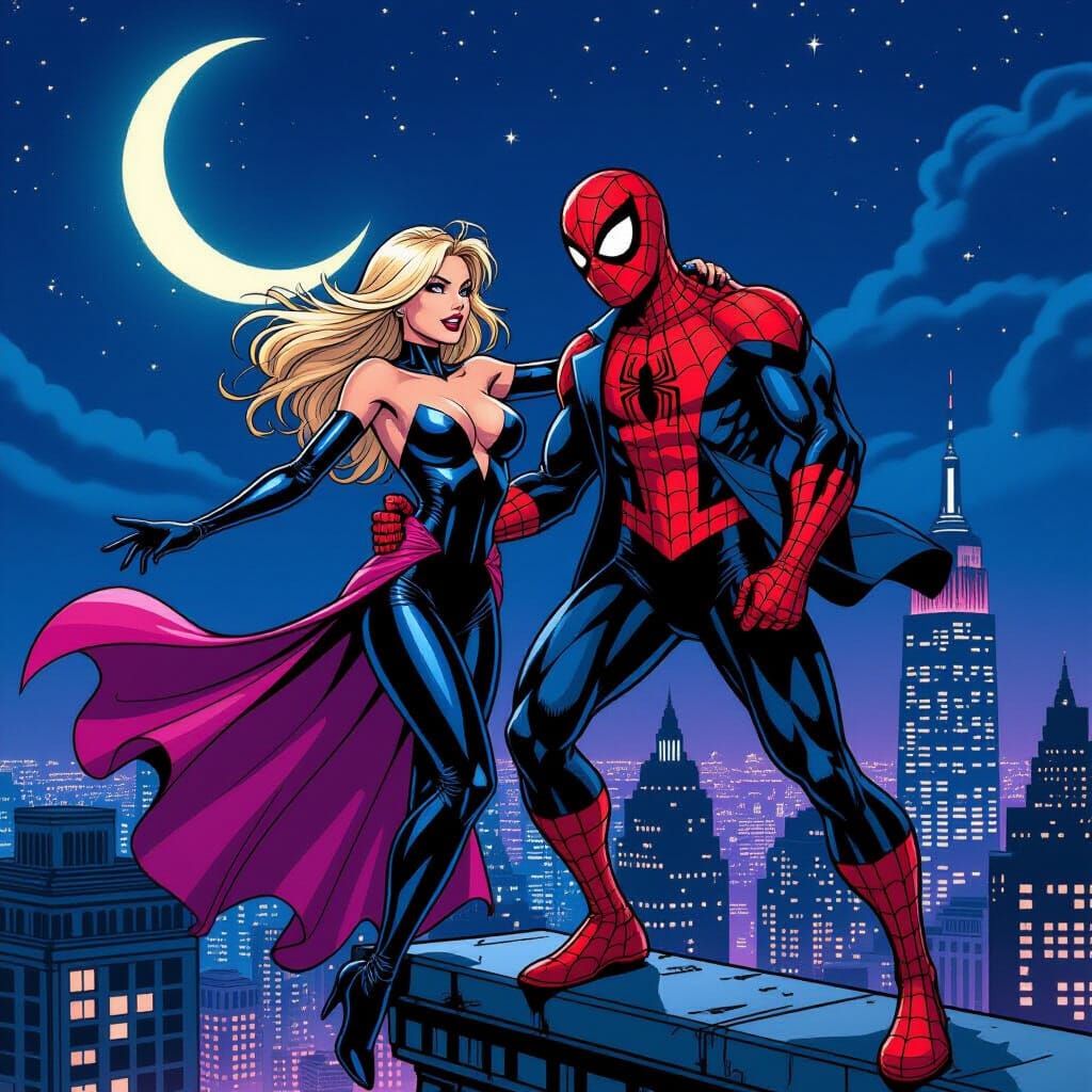 Gwen Stacy Reveals Party Gear Beside Spider-Man on Skyscrape...