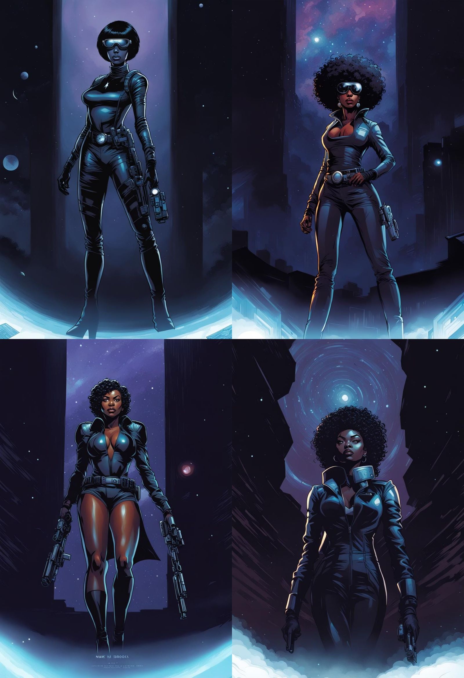 Space Spy with Afro, in Comic Book Style