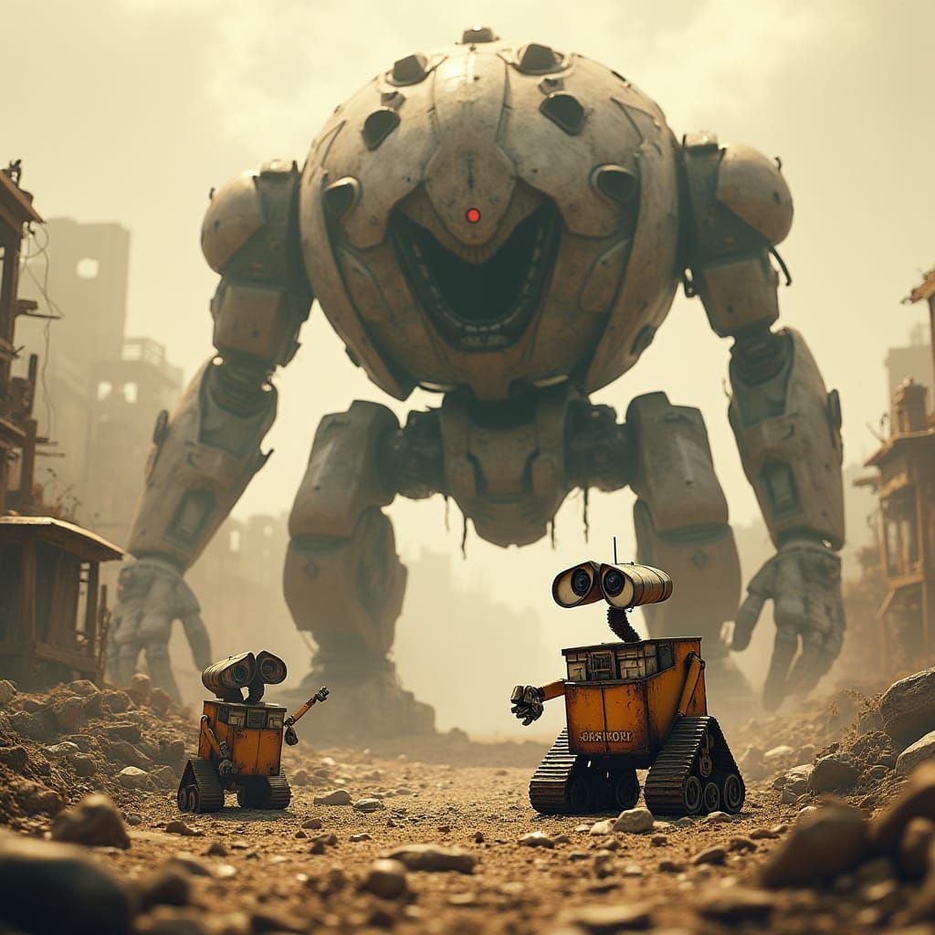Cyberpunk Wasteland: Wall-E vs Q