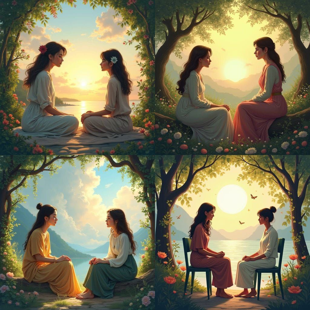 Hyperrealistic Healer Listens to Client's Emotional Query