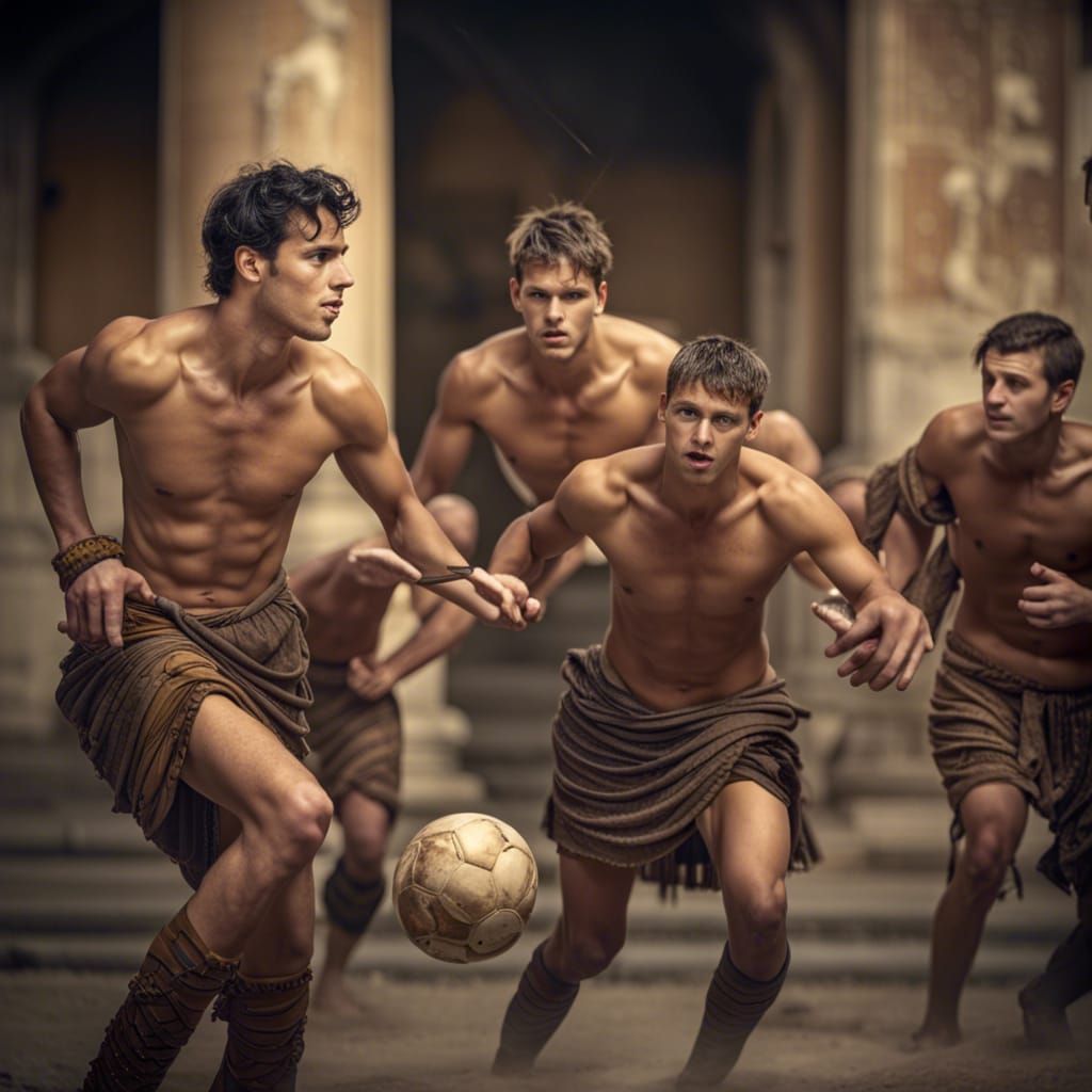 Roman Soccer Match in Hyperrealistic Style