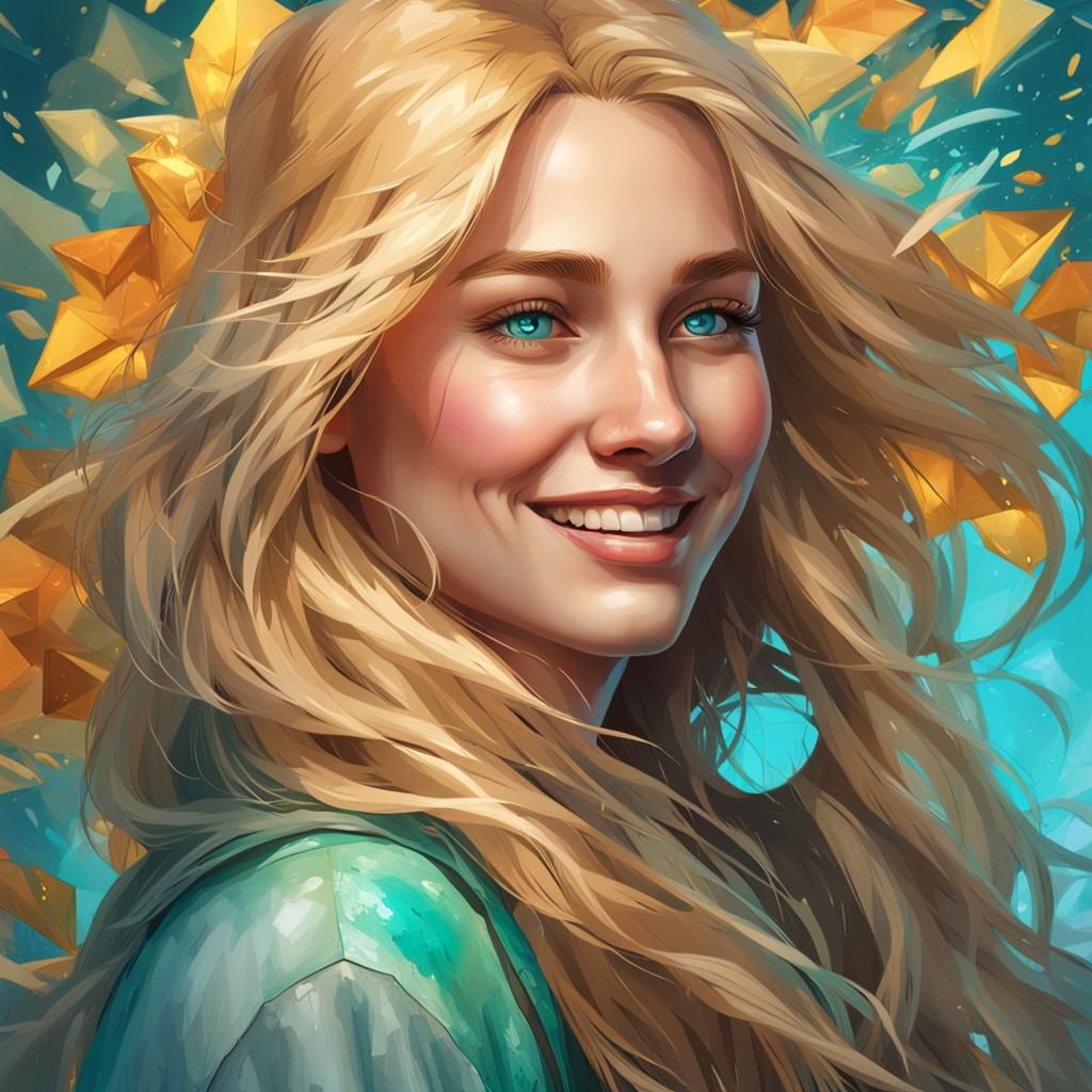 Golden-Haired Woman Portrait with Dynamic Lighting