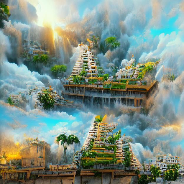 Hanging Gardens of Babylon in Digital Illustration