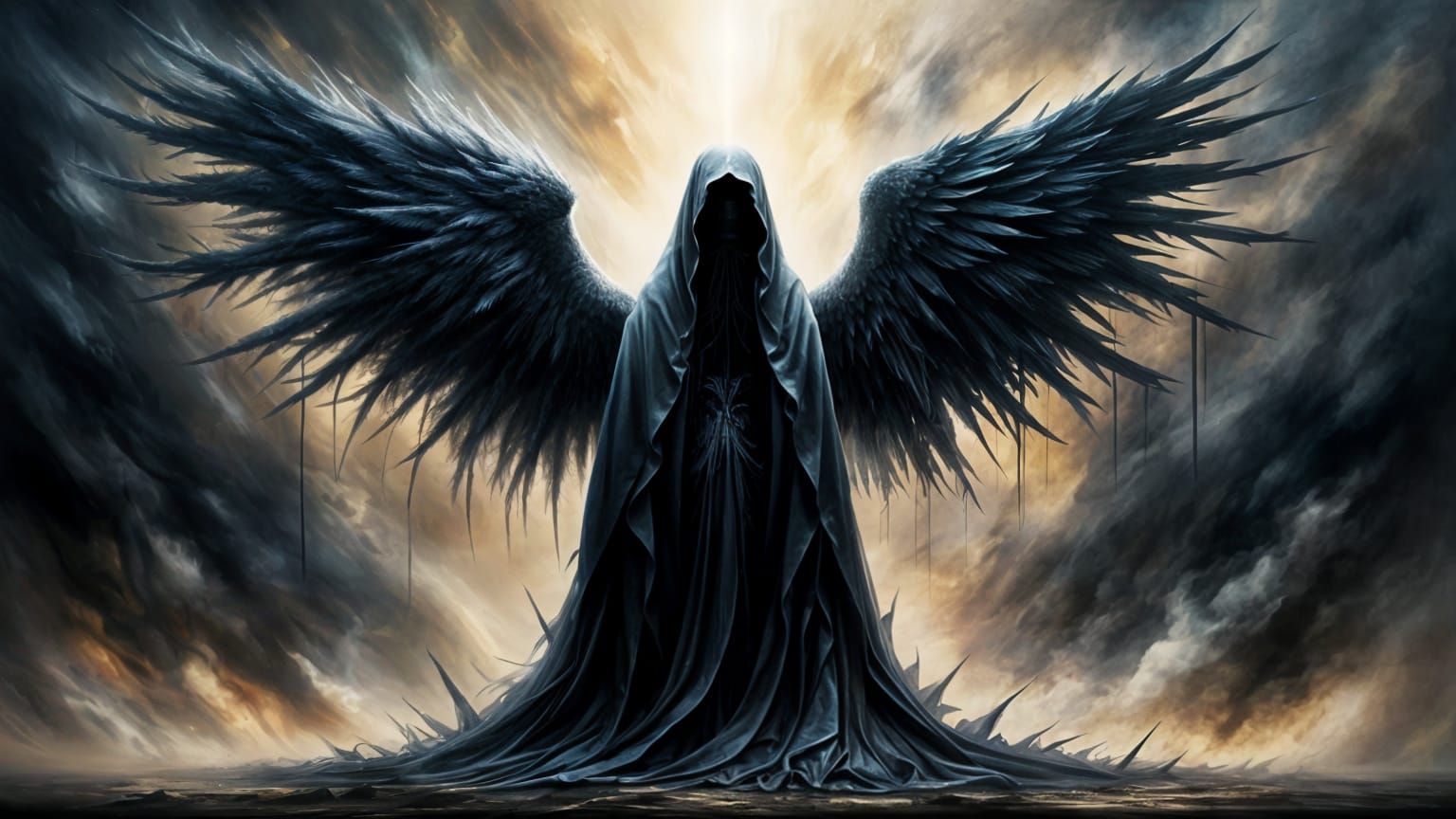 Ethereal Angel of Death in Digital Void