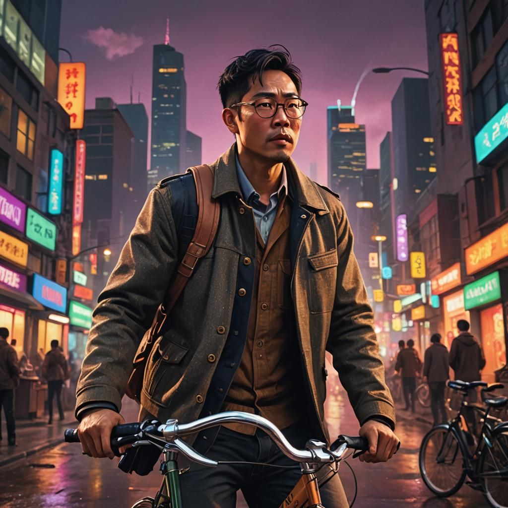 Asian Lecturer in Cityscape, Concept Art