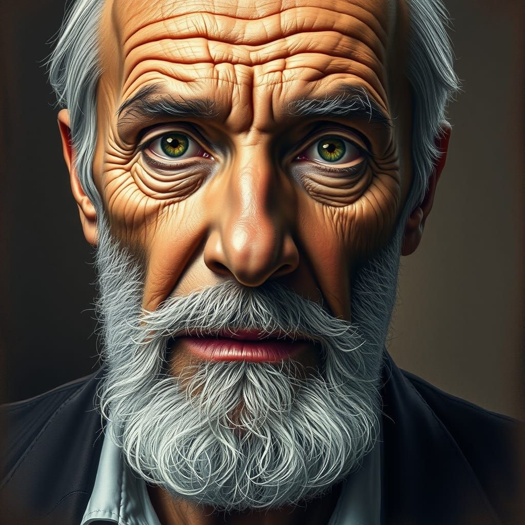 Dignified Elderly Gentleman in Crosshatched Portrait