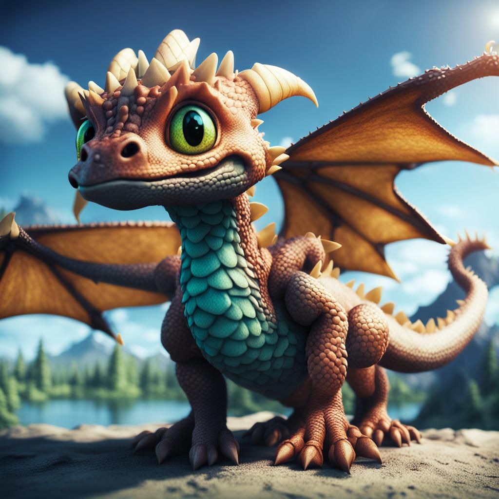Cute Baby Dragon Hatching: Cinematic Film Still