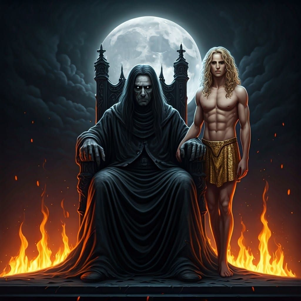 Midnight Moonlit Ritual in Dark Elegance