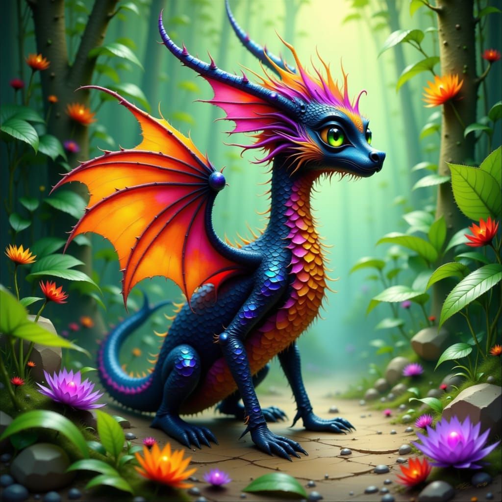 Rambutan-Dragon Hybrid in Lush Tropical Setting