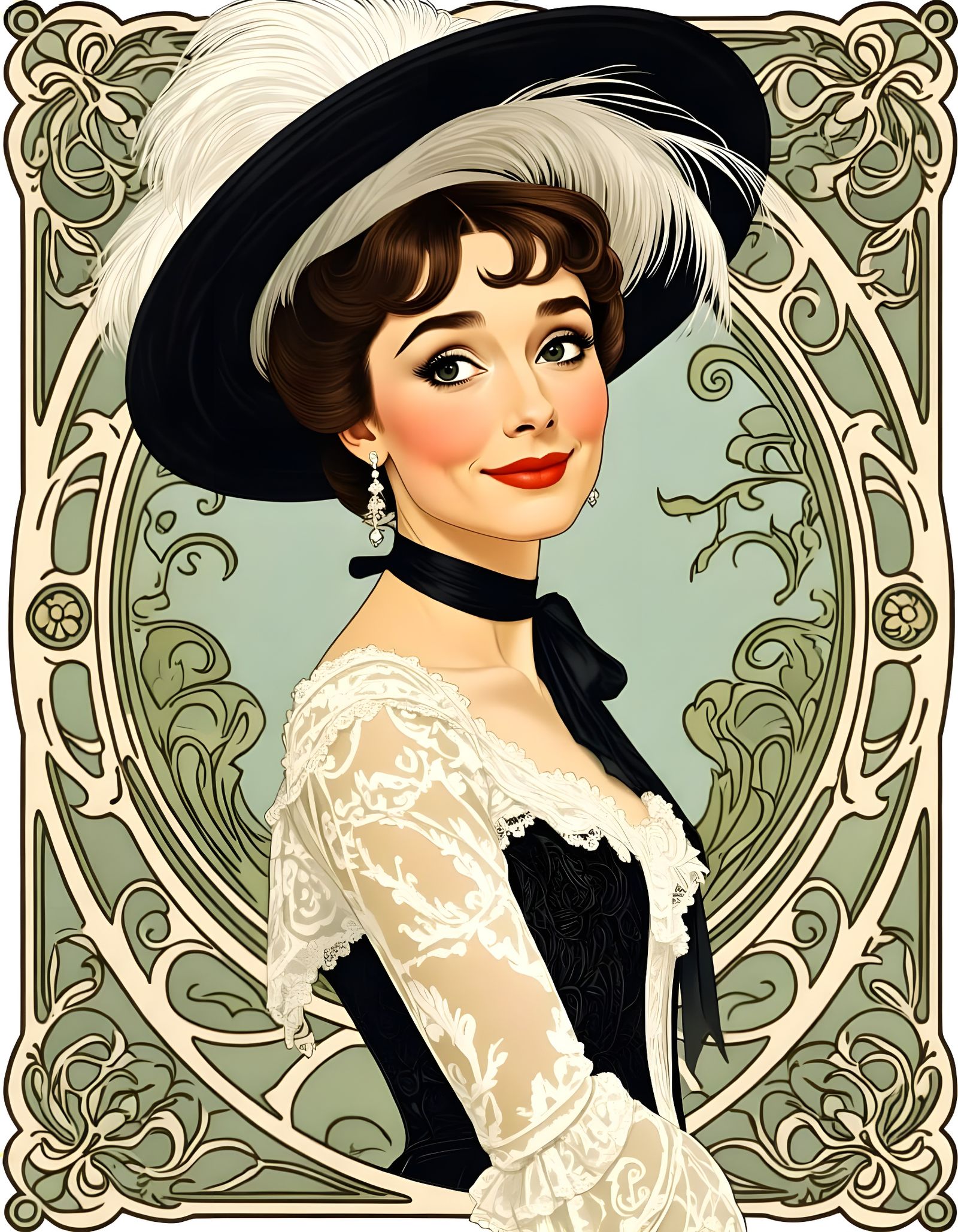 Eliza Doolittle Art Nouveau Portrait in Mucha Style