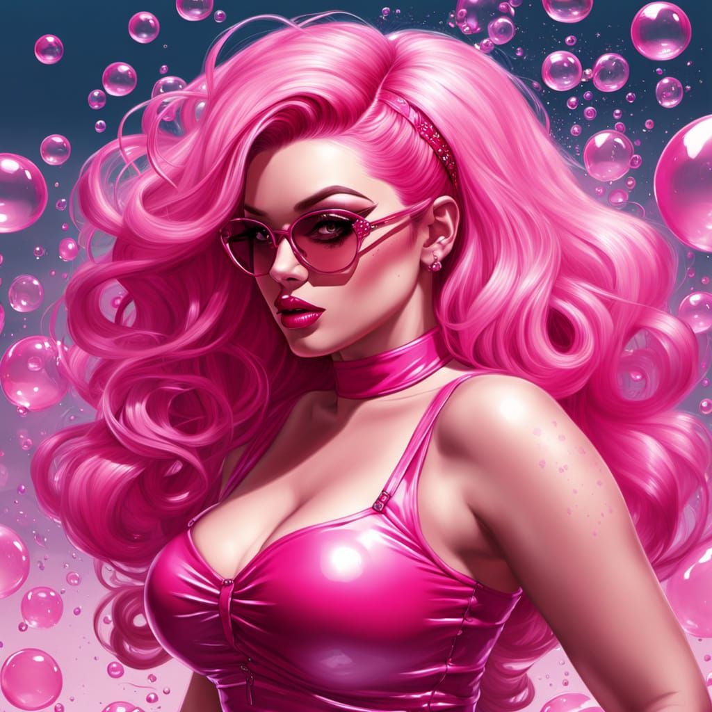 Sultry Pin-Up Bombshell in Hot Pink