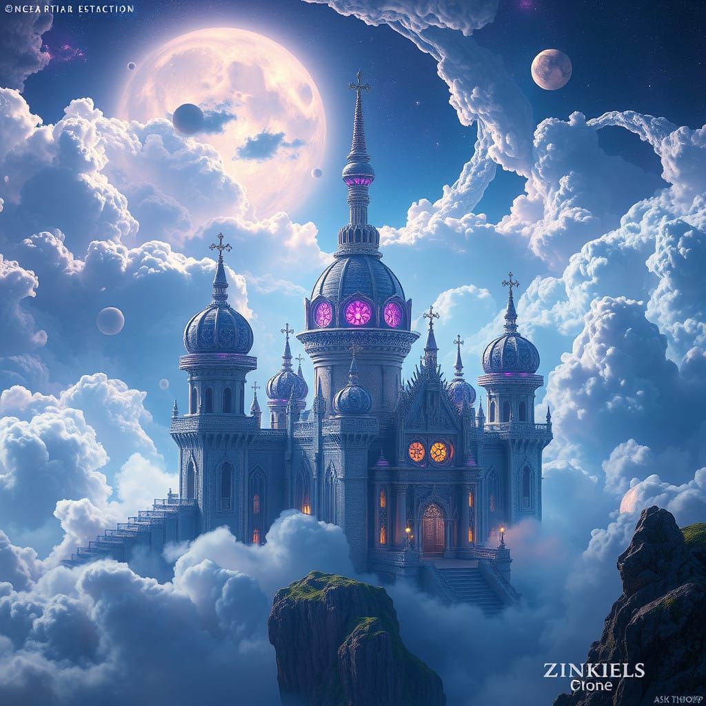 Ethereal Celestial Palace in Vibrant Colors