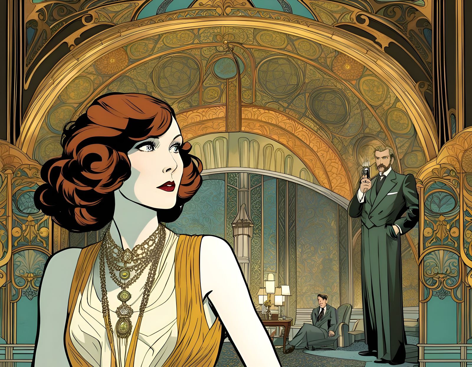 Clue Characters in Art Nouveau Graphic Novel