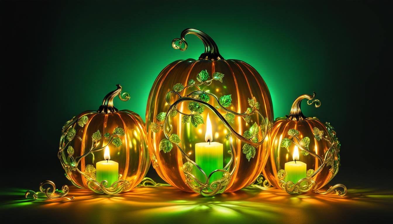 Crystal Pumpkin with Filigree Vines: Fantasy Artwork