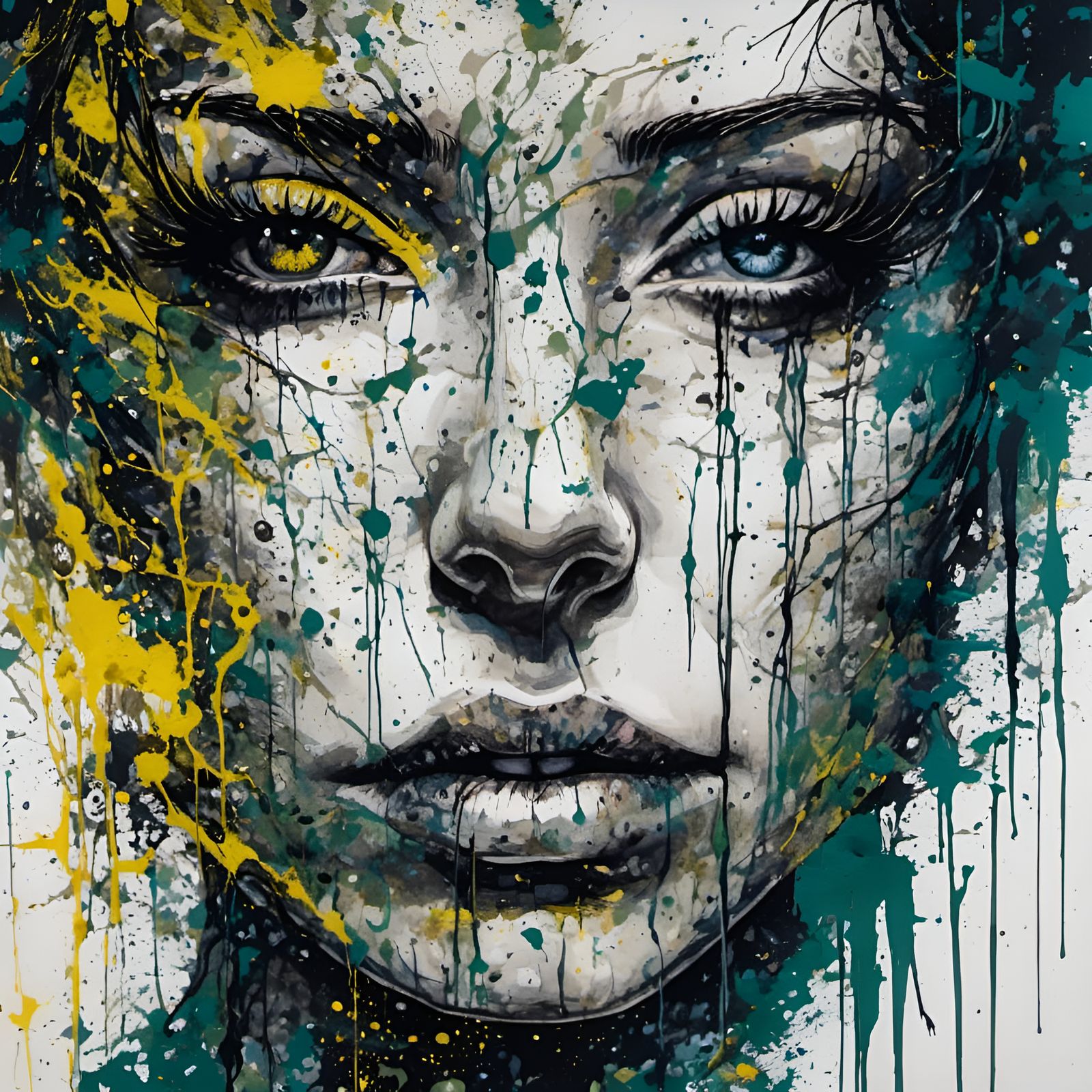 Depressed Woman Portrait in Sketch Art Style