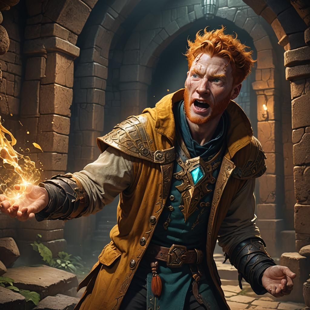 Surprised Healer Encounters Mimic in Dungeon: Hyperrealistic...