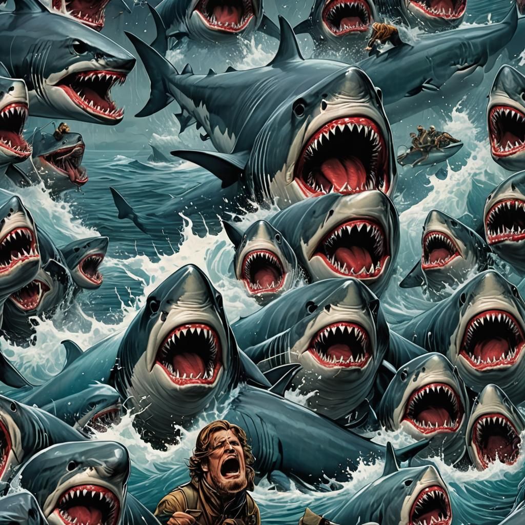 Menacing Shark in Comic Book Style