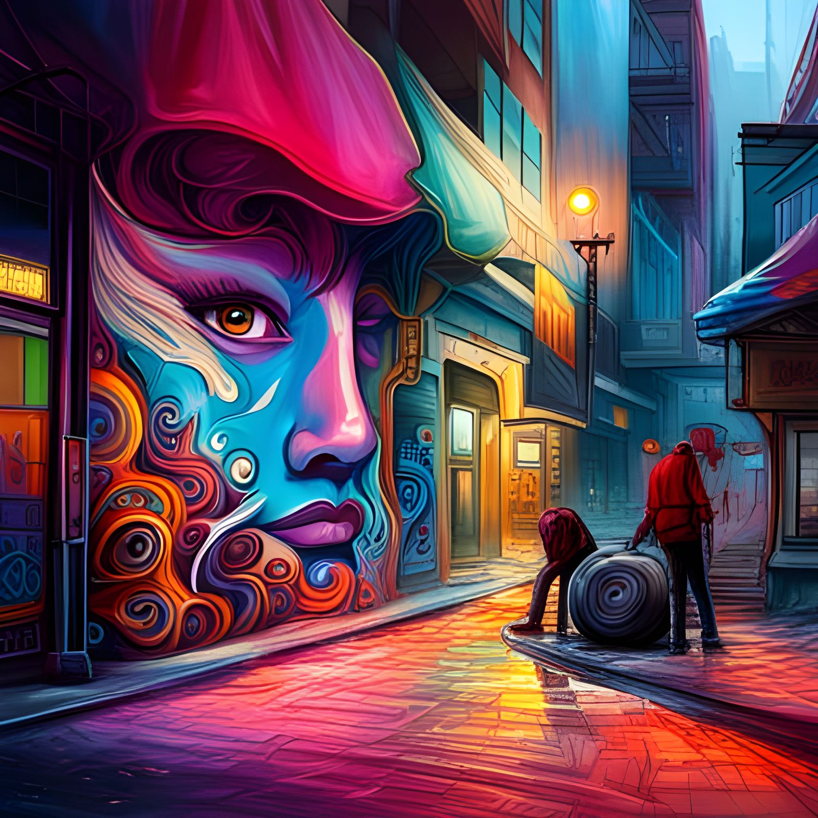 Colorful Graffiti Art with Melting Oil Gouache Details