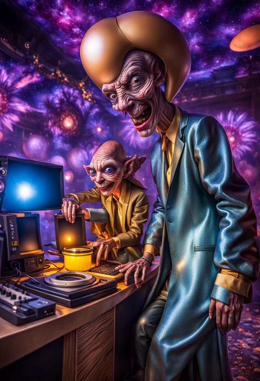 Extravagant Alien Characters in a Cosmic Dreamscape