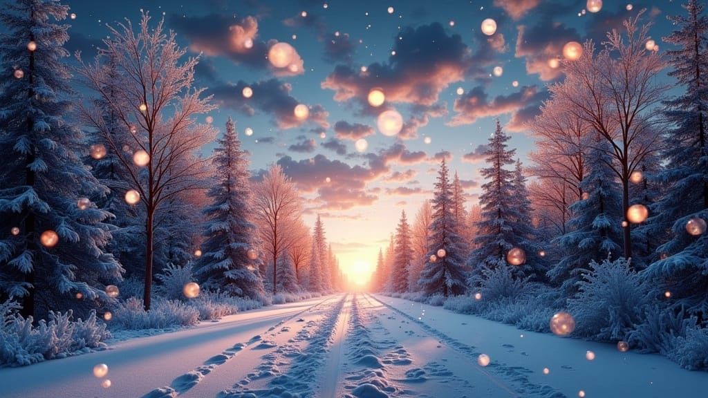 Electric Winter Dreamscape in Vibrant Lights