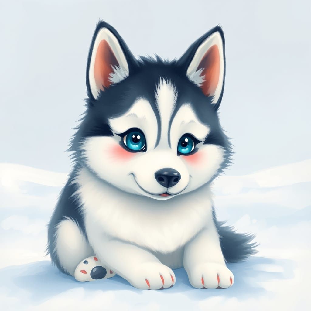 Whimsical Husky in a Snowy Wonderland