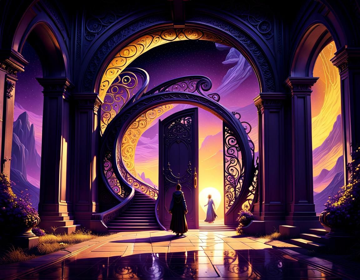 Mysterious Doorway Beckons in Dark Fantasy Art