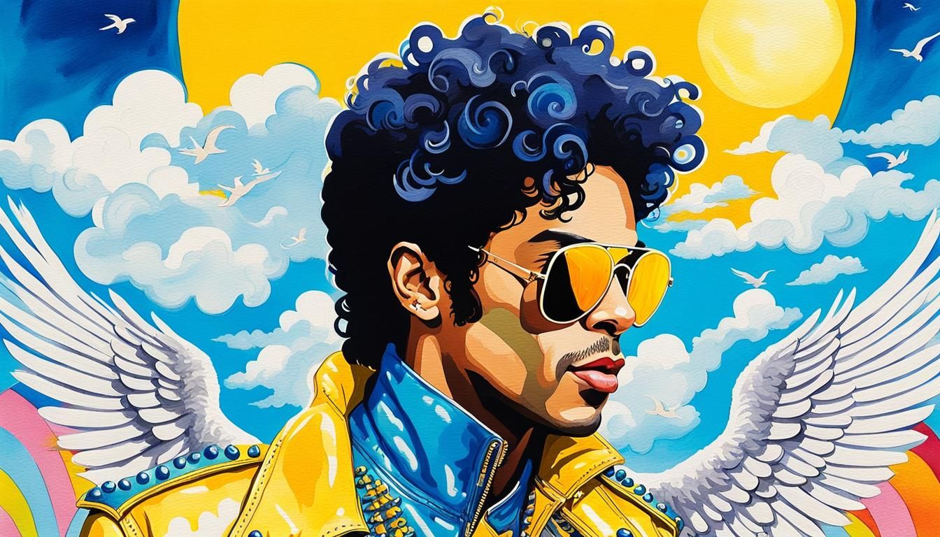 Prince in Pop Art Style with Angel Wings