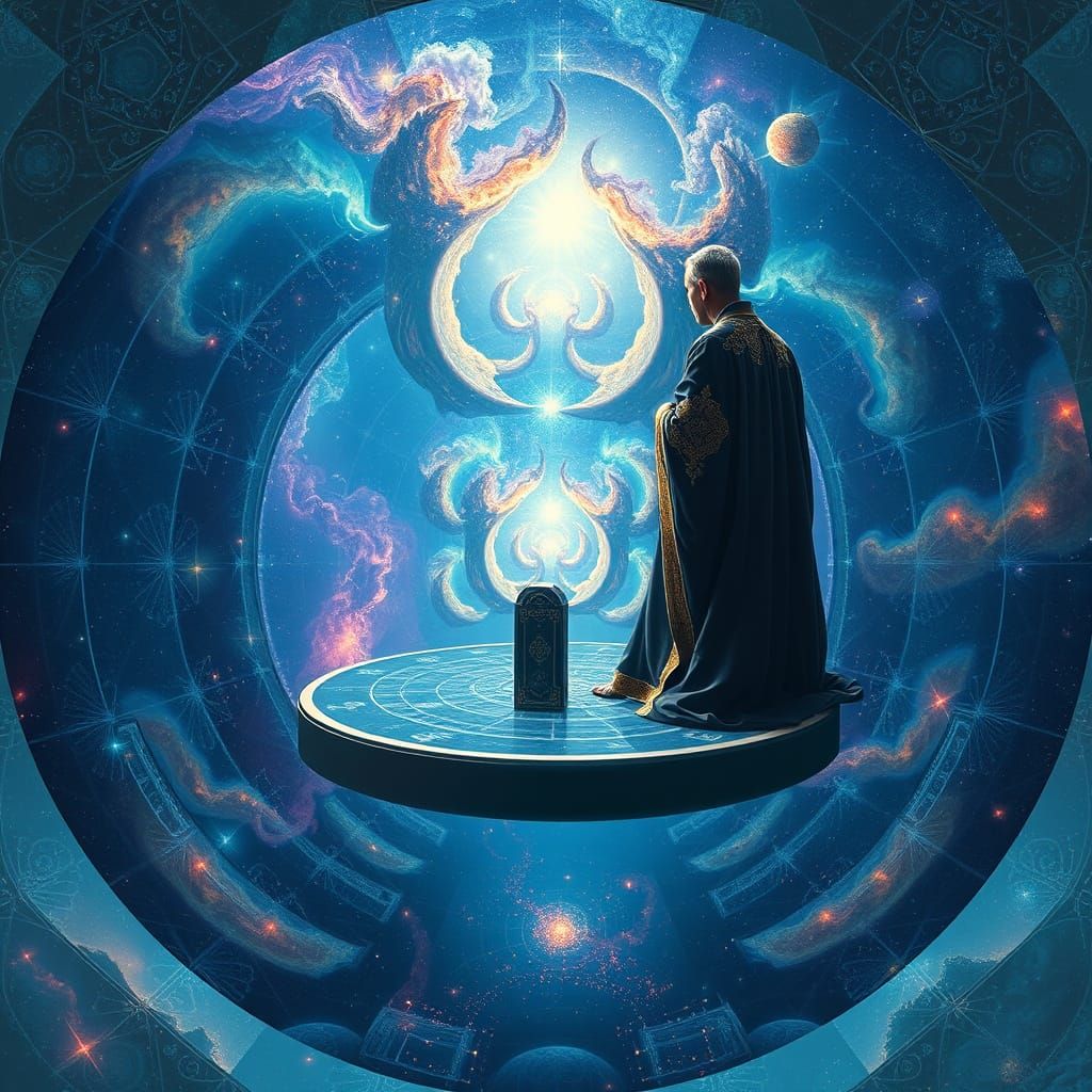 Architect Transformed in Fractal Cathedral, Digital Art