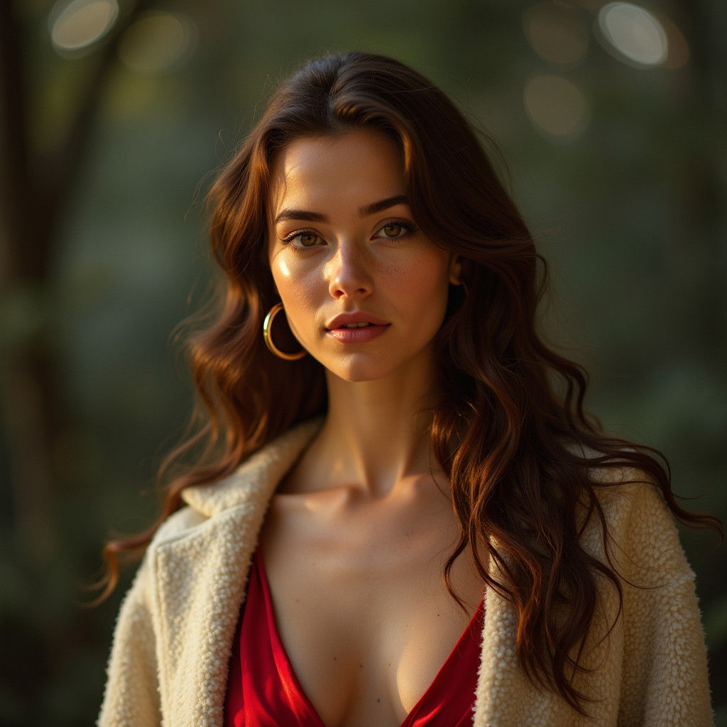 Young Woman in Red Dress: Cinematic Film Still