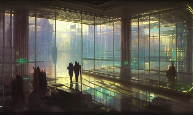 Neon Metropolis in Nested Glass Boxes