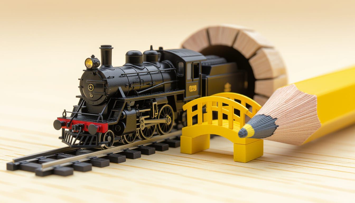 Miniature Graphite Steam Train Sculpture from Pencil