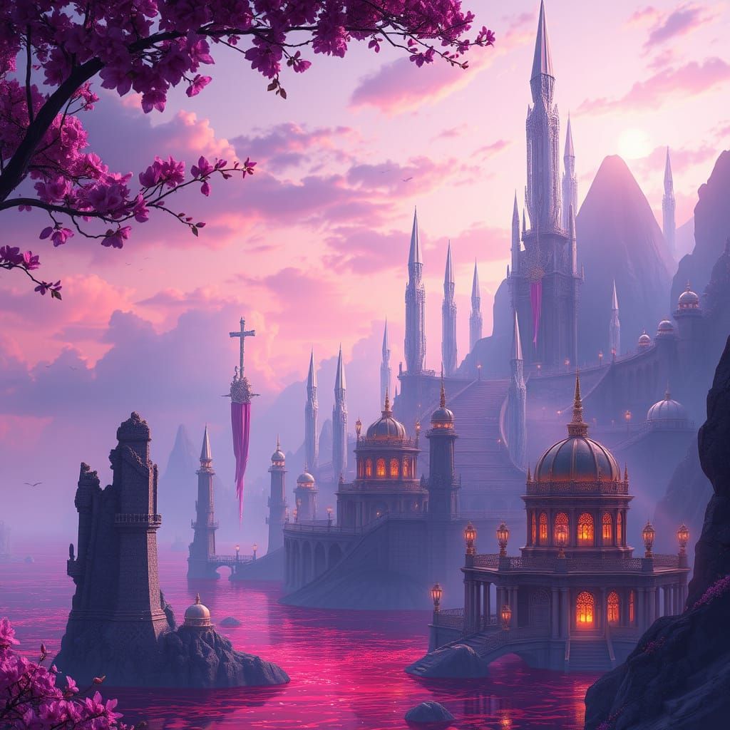 Velisara's Dreamlike Realm in Ethereal Violet and Gold