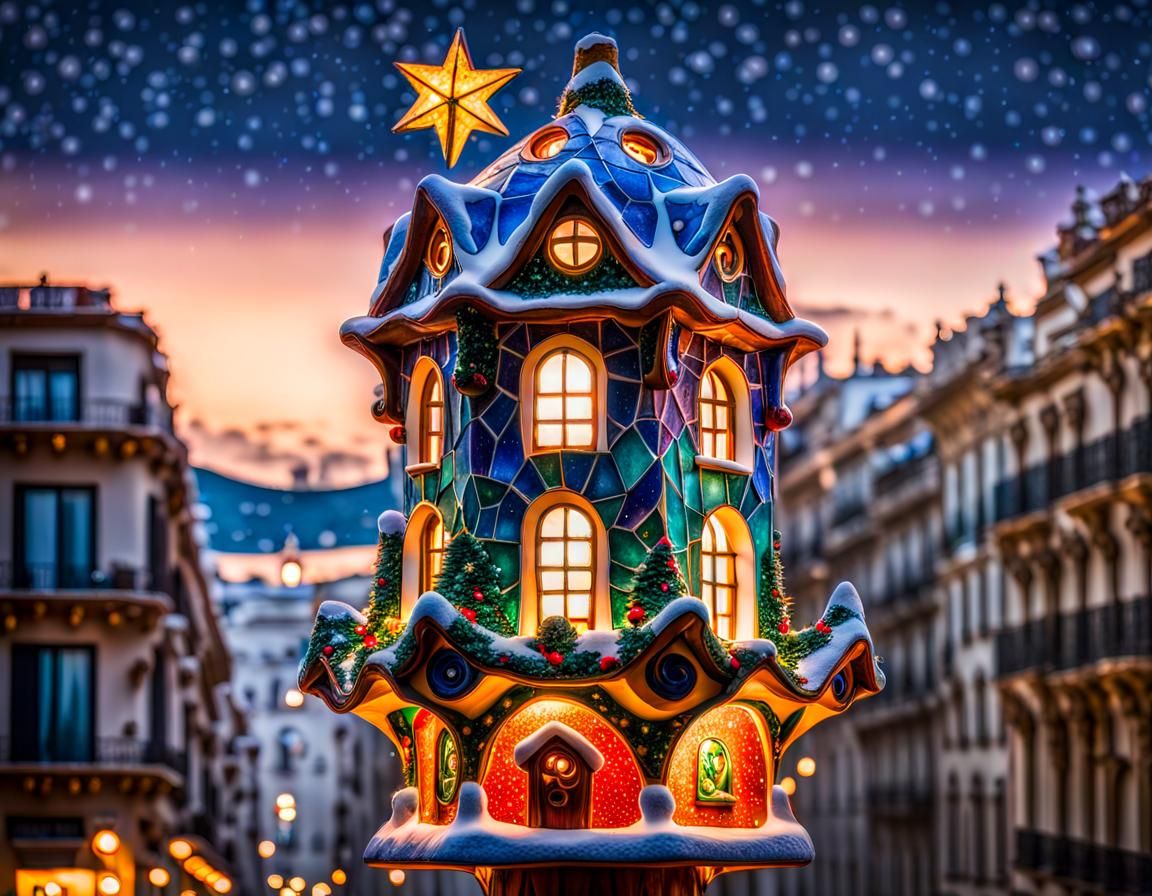 Adorable Christmas Birdhouse in Gaudi Style