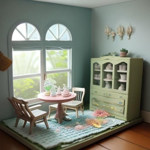 Dollhouse Miniature Aquarium in Spring Setting