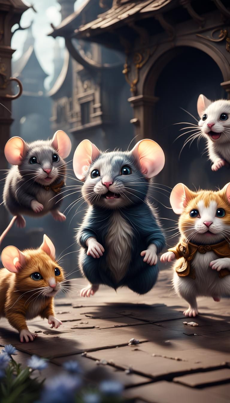 Adorable Mice and Cat Chase: Matte Painting