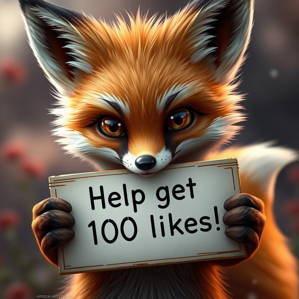 Cute Fox Asks for Likes in Detailed Painting