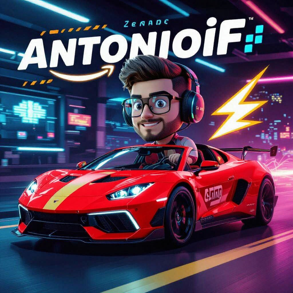 Man Driving Animated Sports Car in Sugimura Style