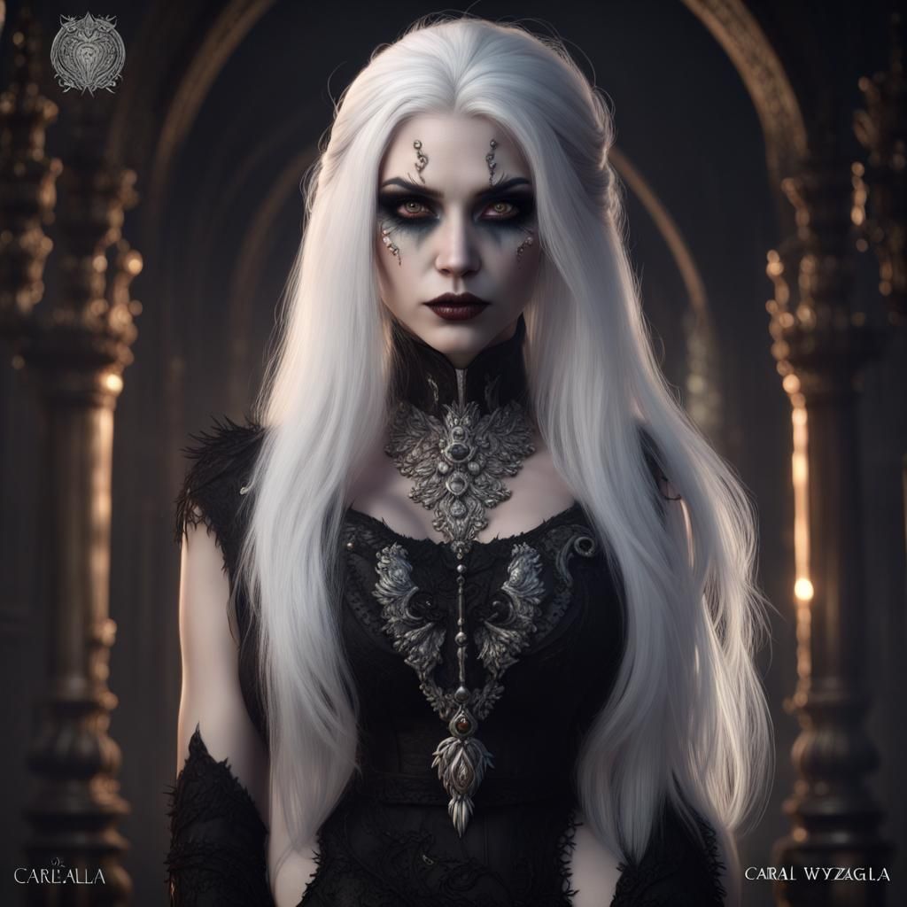 Mean Goth Woman, Long White Hair