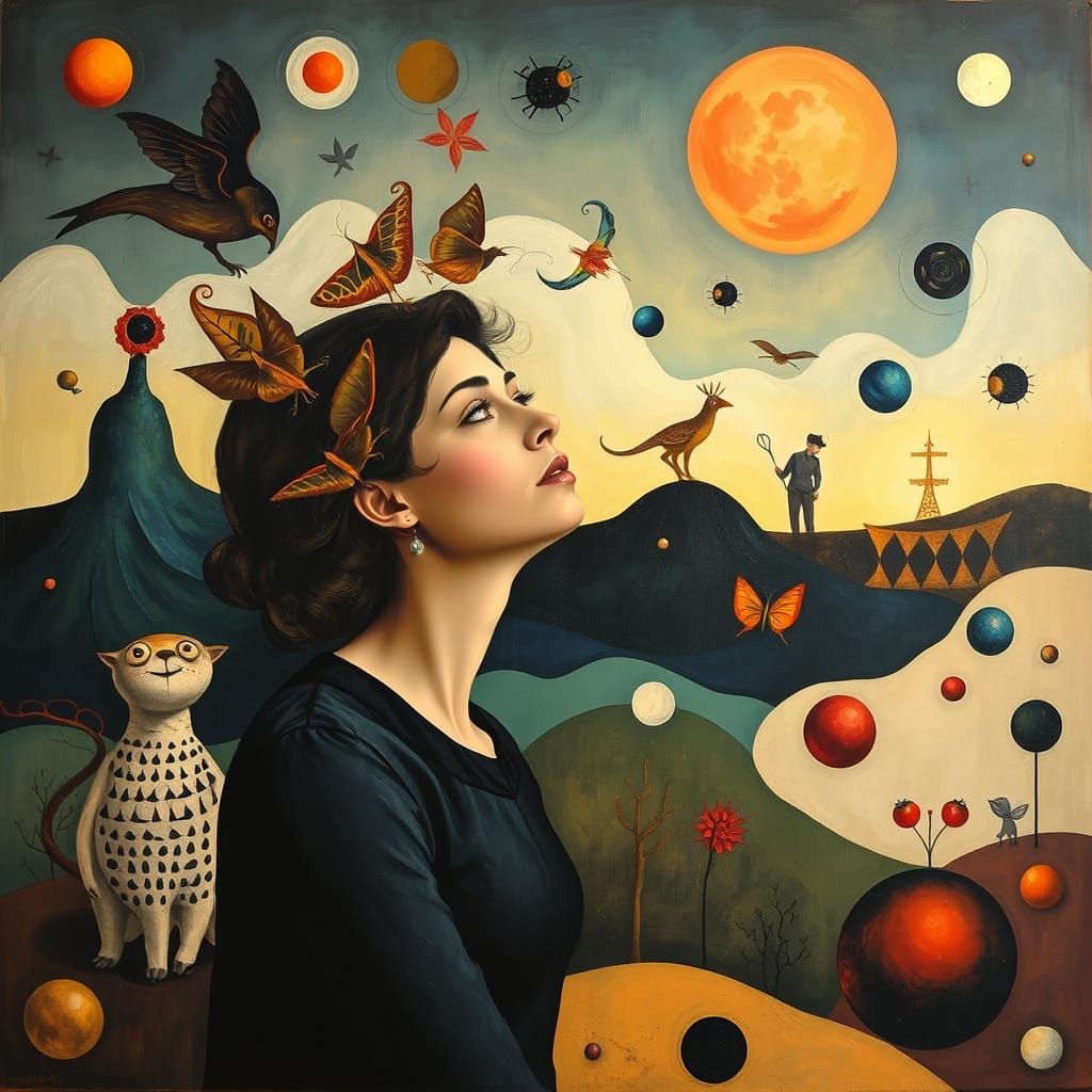 Surreal Dreamscape with Abstract Expressionist Elements